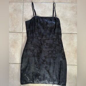 Black satin party dress